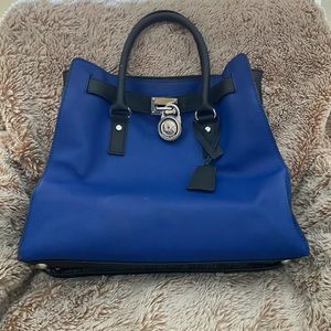 Blue/Black Michael Kors Large Hamilton Tote
